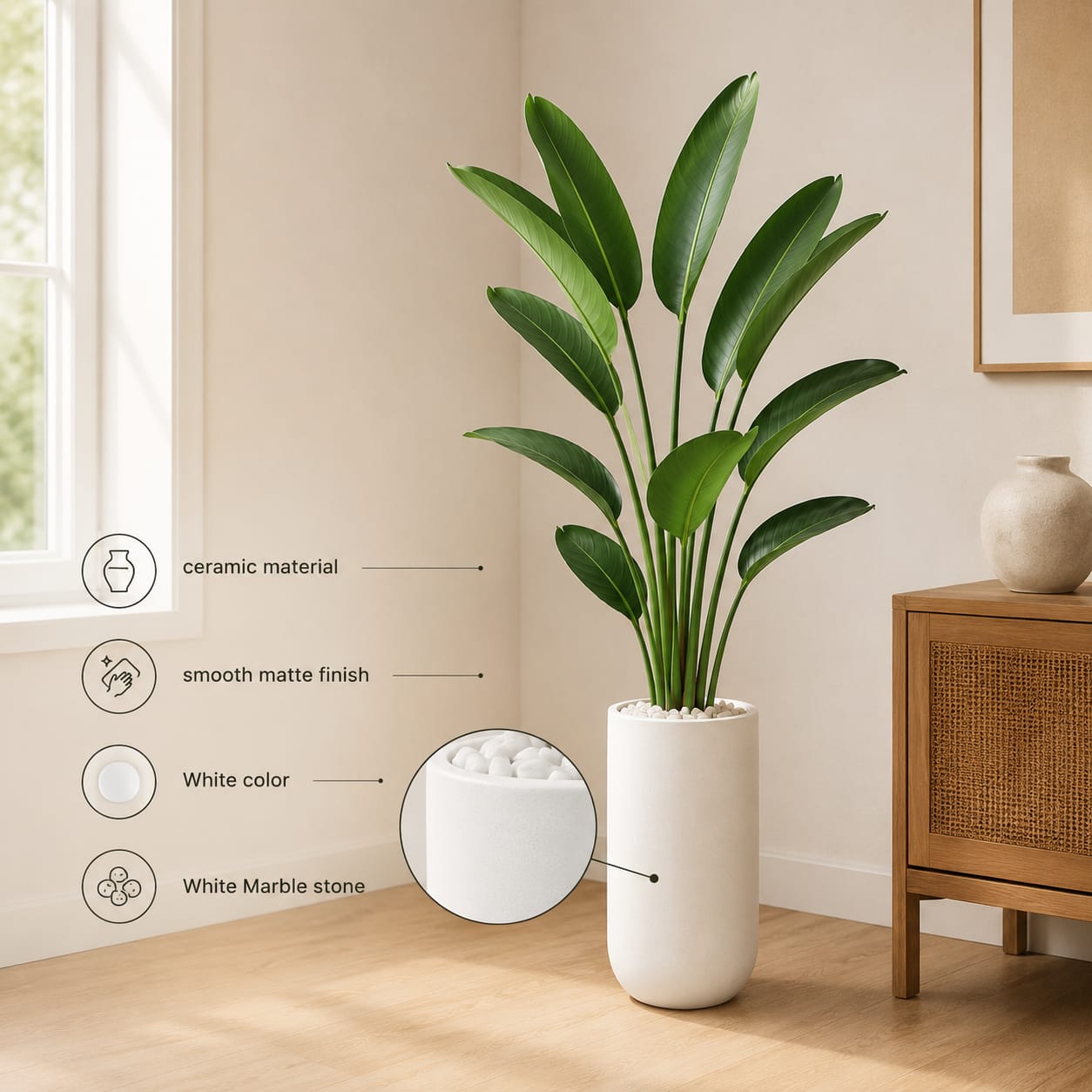 Bird of Paradise in Modern Floor Planter - Image 2